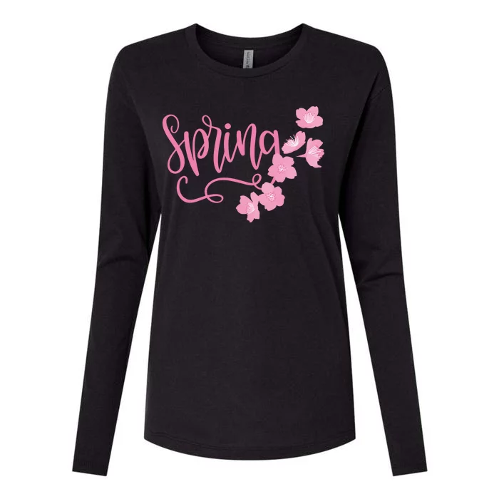 Spring Flower Womens Cotton Relaxed Long Sleeve T-Shirt