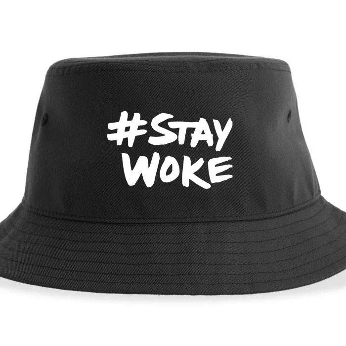 #Staywoke Funny Stay Woke Meme Sustainable Bucket Hat