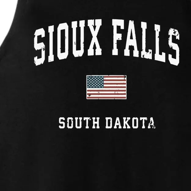 Sioux Falls South Dakota Sd Vintage American Flag Sports Hoodie Ladies Tri-Blend Wicking Tank