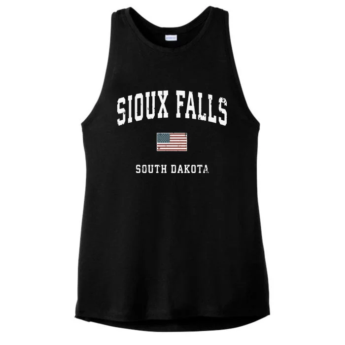 Sioux Falls South Dakota Sd Vintage American Flag Sports Hoodie Ladies Tri-Blend Wicking Tank