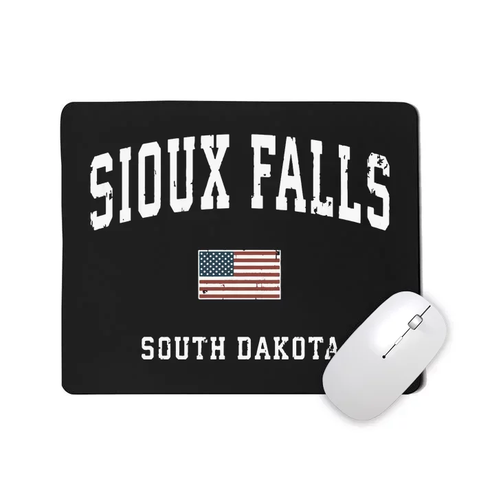 Sioux Falls South Dakota Sd Vintage American Flag Sports Hoodie Mousepad