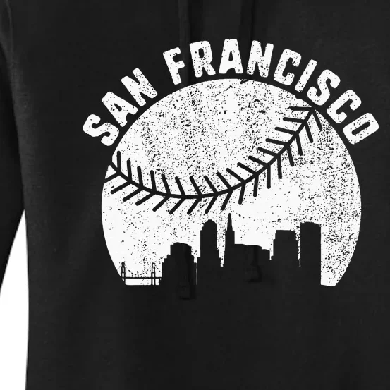 San Francisco Skyline Baseball California Baseball Women's Pullover Hoodie