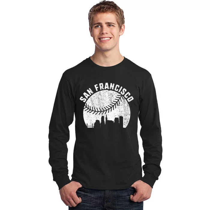 San Francisco Skyline Baseball California Baseball Tall Long Sleeve T-Shirt