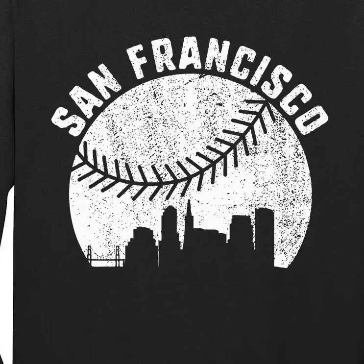 San Francisco Skyline Baseball California Baseball Tall Long Sleeve T-Shirt