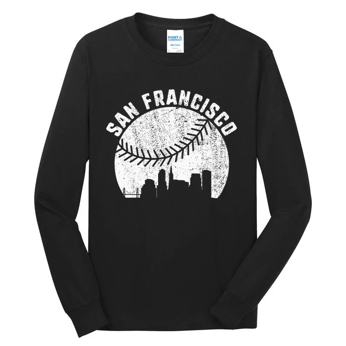 San Francisco Skyline Baseball California Baseball Tall Long Sleeve T-Shirt