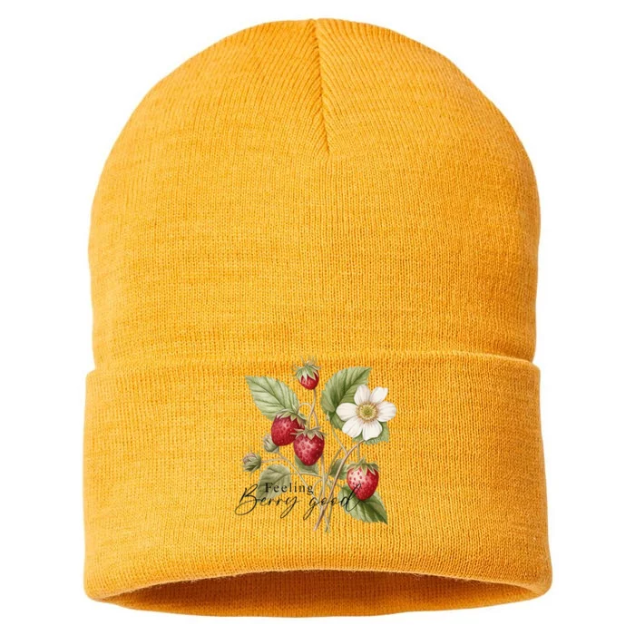 Summer Flower Strawberries Nature Lover Floral Wildflower Sustainable Knit Beanie