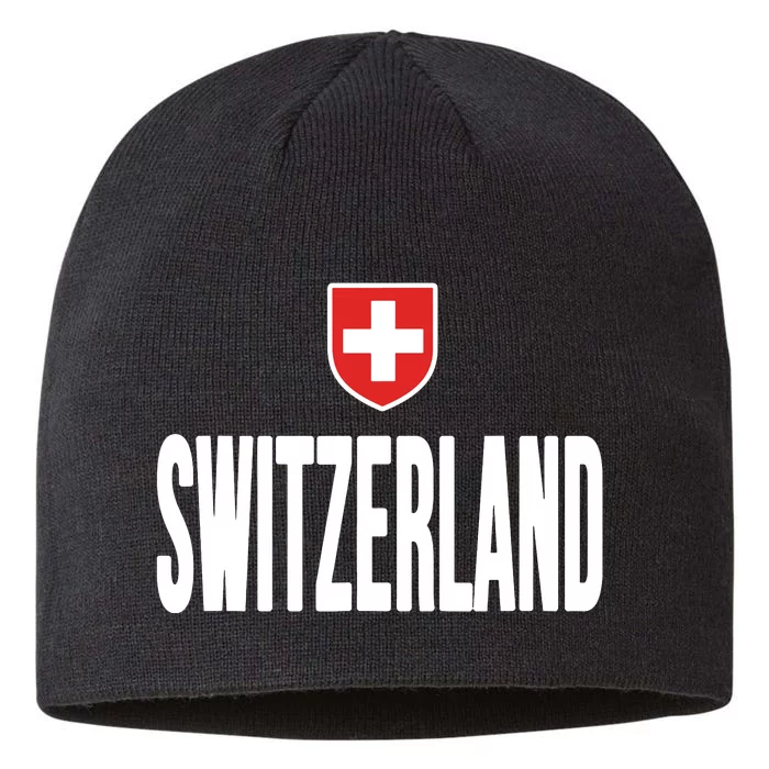 Swiss Flag Switzerland Souvenir Schweiz Gift Suisse Svizzera 8 1/2in Sustainable Knit Beanie