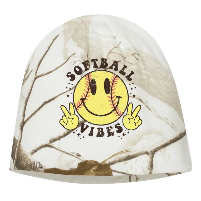 Smile Face Softball Vibes Game Day Softball Life Kati - Camo Knit Beanie