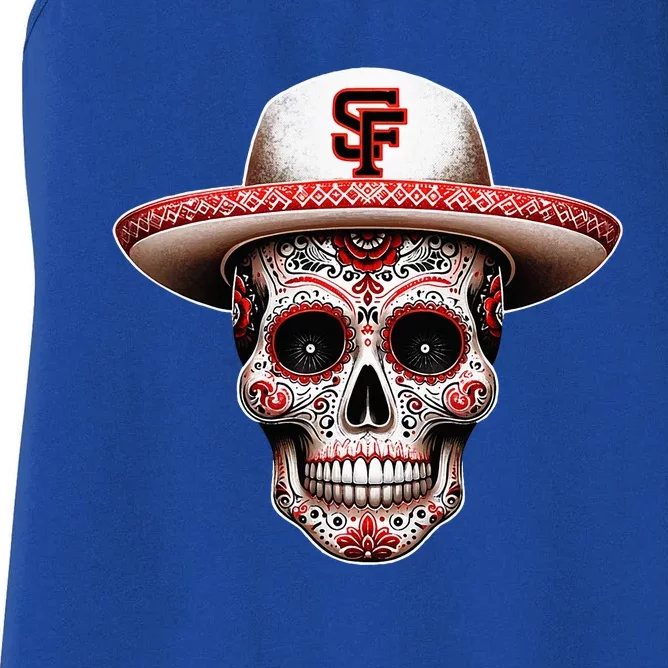 San Francisco Sugar Skull In The Style Mexican Day Women's Racerback Tank