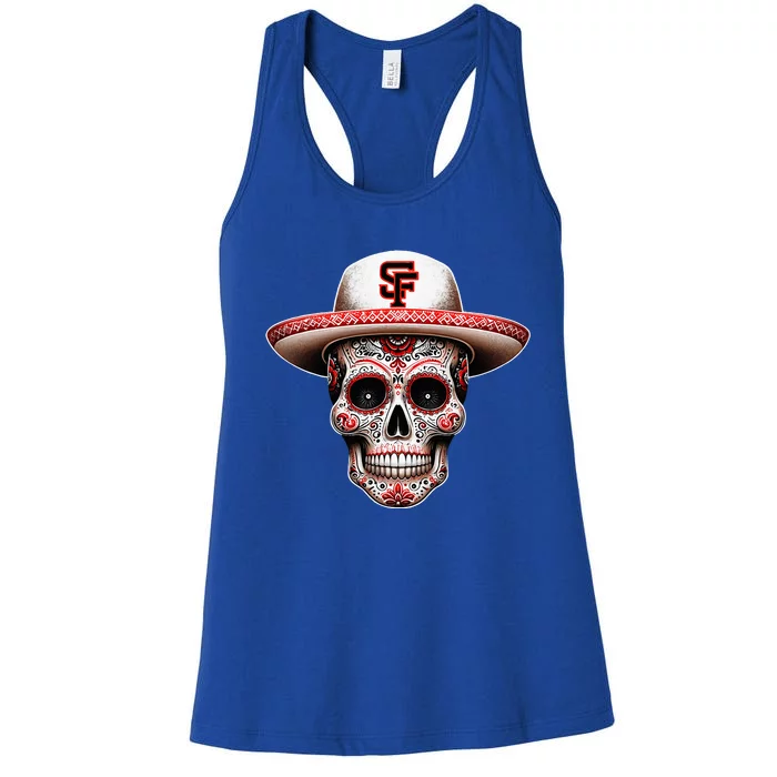 San Francisco Sugar Skull In The Style Mexican Day Women's Racerback Tank