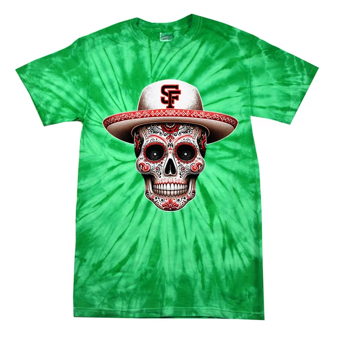 San Francisco Sugar Skull In The Style Mexican Day Tie-Dye T-Shirt