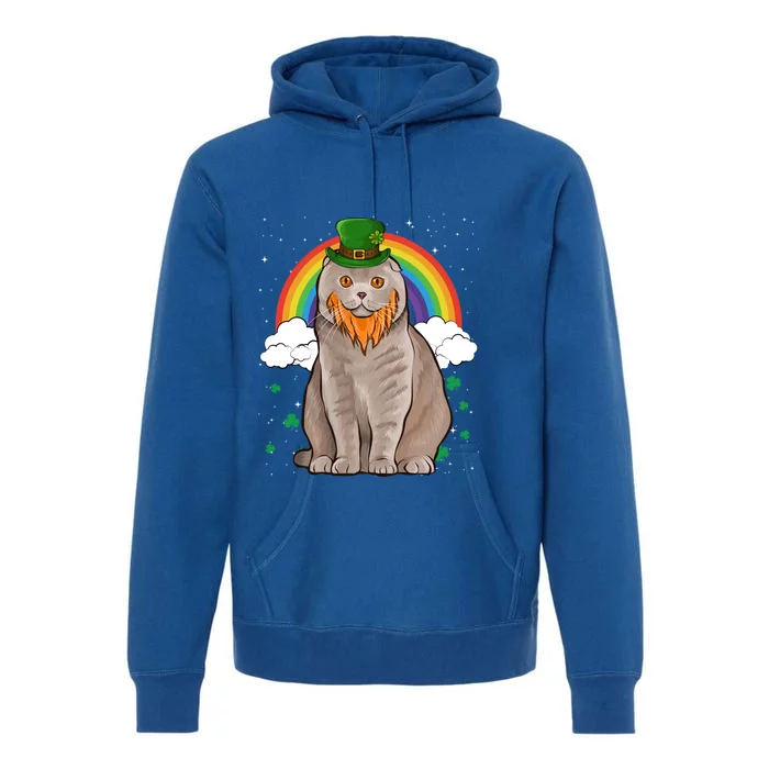 Scottish Fold St Patricks Day Leprechaun Gift Premium Hoodie