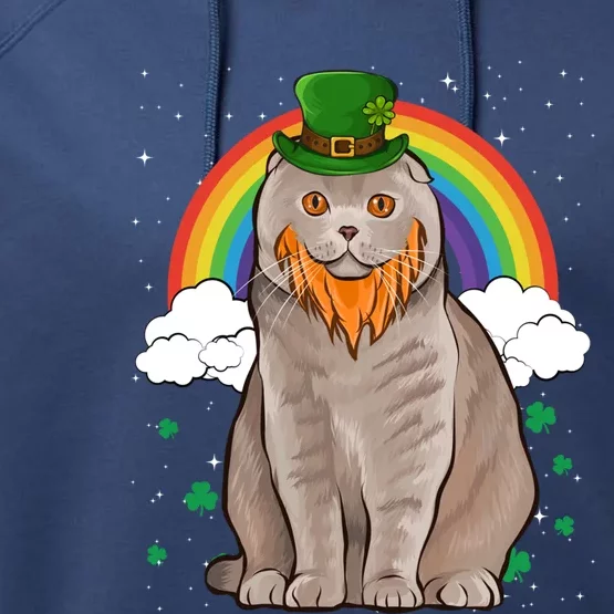 Scottish Fold St Patricks Day Leprechaun Gift Performance Fleece Hoodie