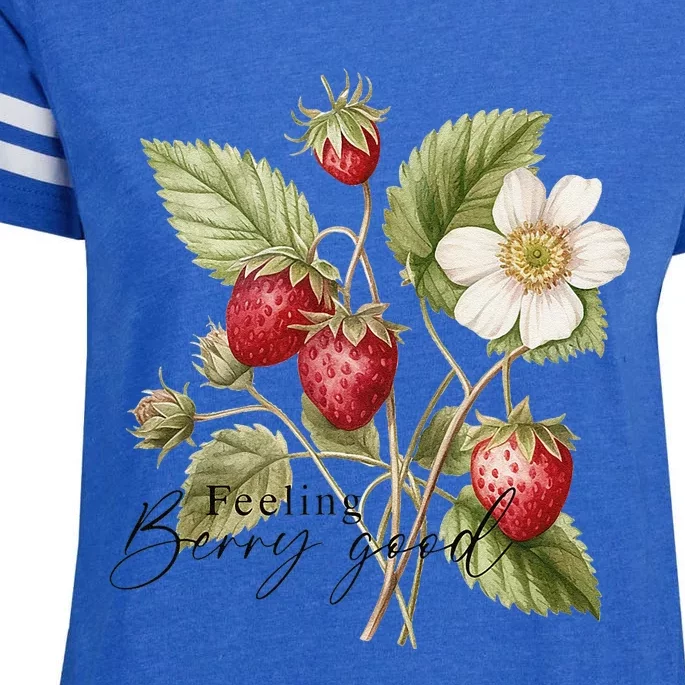 Summer Flower Strawberries Nature Lover Floral Wildflower Enza Ladies Jersey Football T-Shirt