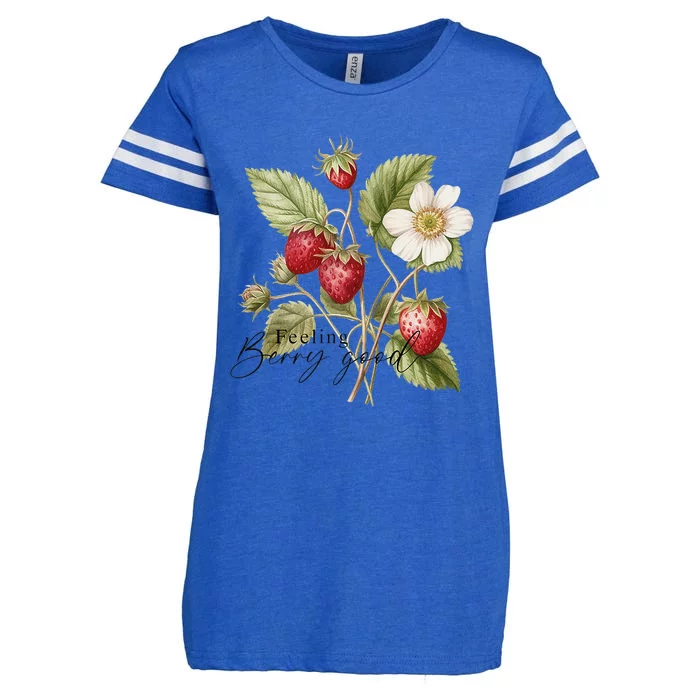 Summer Flower Strawberries Nature Lover Floral Wildflower Enza Ladies Jersey Football T-Shirt