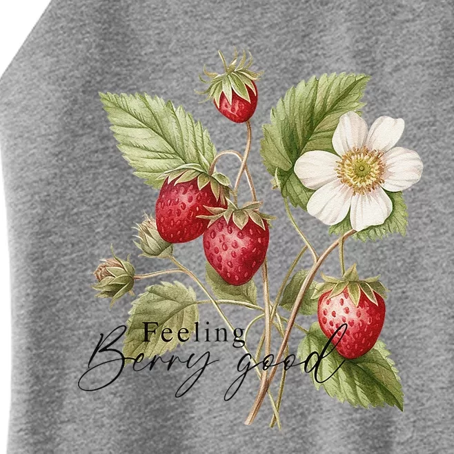 Summer Flower Strawberries Nature Lover Floral Wildflower Women’s Perfect Tri Rocker Tank