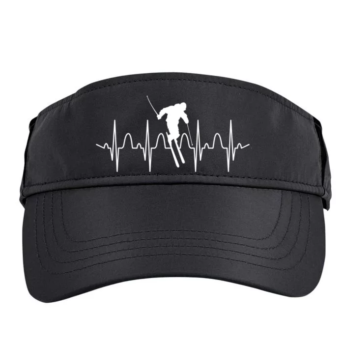 Skiing Funny Ski Heartbeat Gift For Skiers Adult Drive Performance Visor