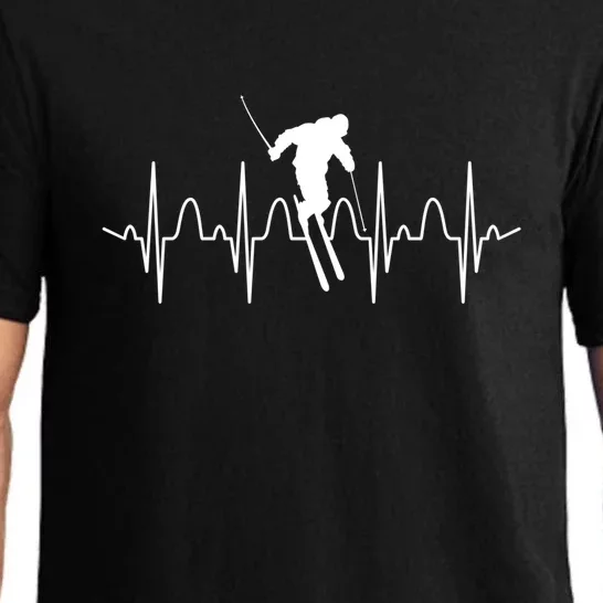 Skiing Funny Ski Heartbeat Gift For Skiers Pajama Set