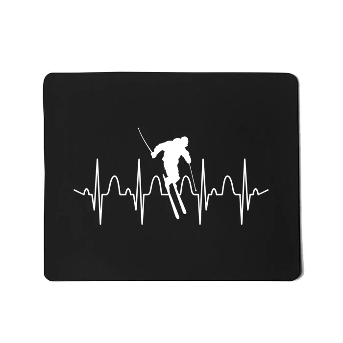 Skiing Funny Ski Heartbeat Gift For Skiers Mousepad