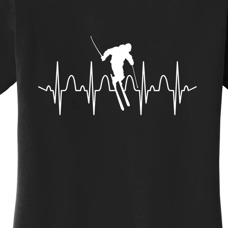 Skiing Funny Ski Heartbeat Gift For Skiers Women's T-Shirt