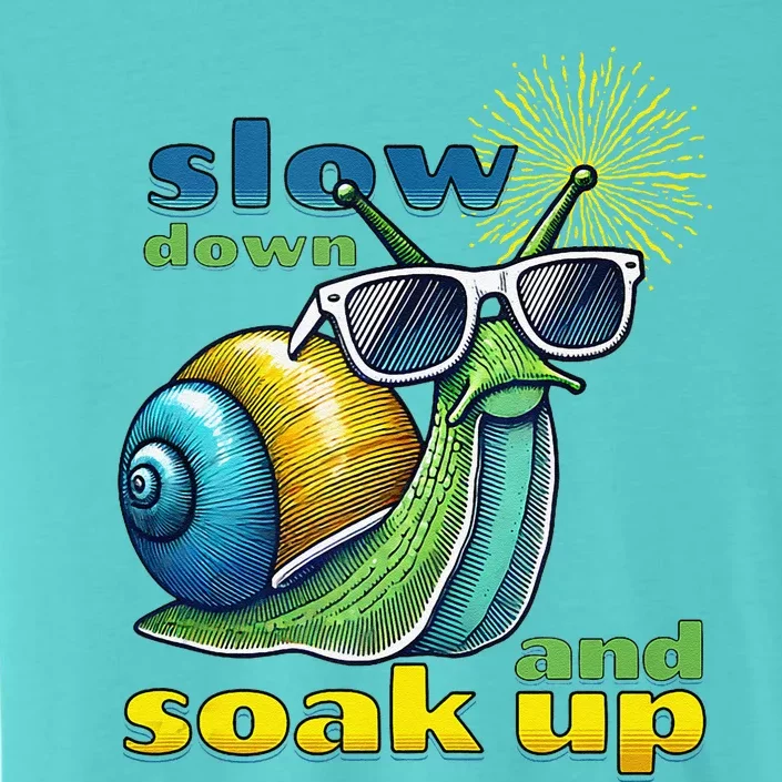 Summer Fun Slow Down Soak Up Sun Rays Cool Snail Blk Stroke ChromaSoft Performance T-Shirt