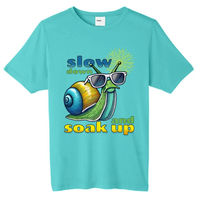 Summer Fun Slow Down Soak Up Sun Rays Cool Snail Blk Stroke ChromaSoft Performance T-Shirt