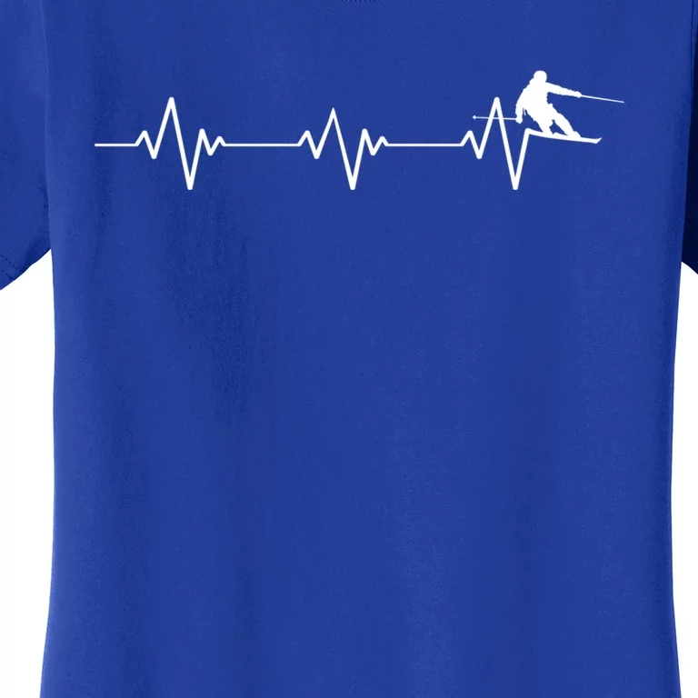 Skiing Funny Ski Lover Heartbeat And Outdoor Funny Gift Women's T-Shirt