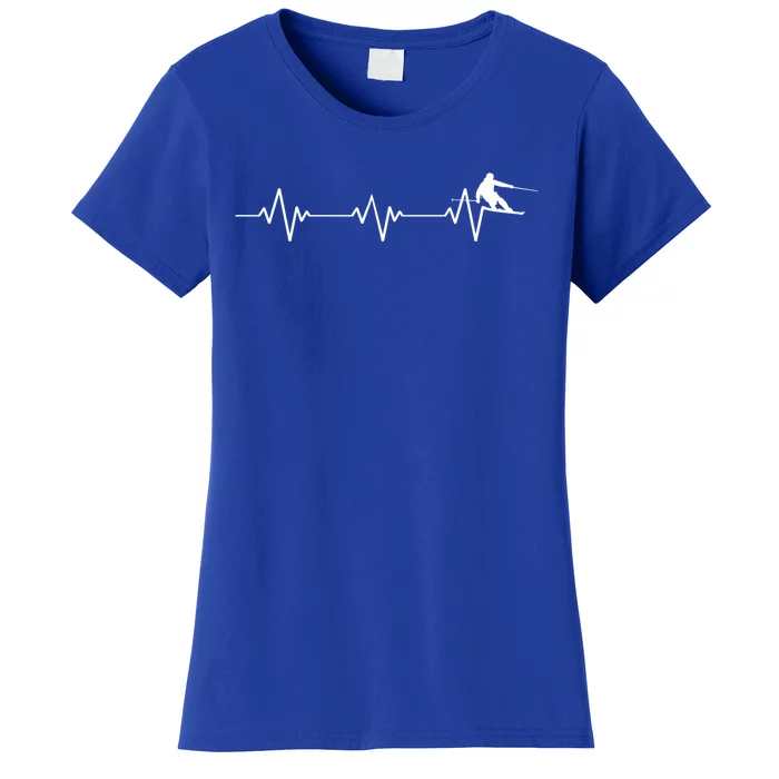 Skiing Funny Ski Lover Heartbeat And Outdoor Funny Gift Women's T-Shirt