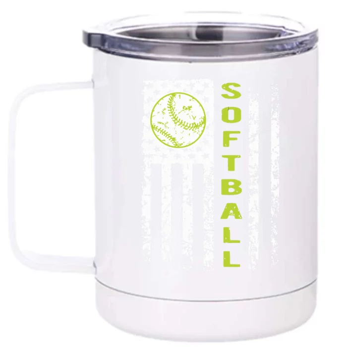 Softball Flag Softball Coach Outfit Softball Player Gift Front & Back 12oz Stainless Steel Tumbler Cup