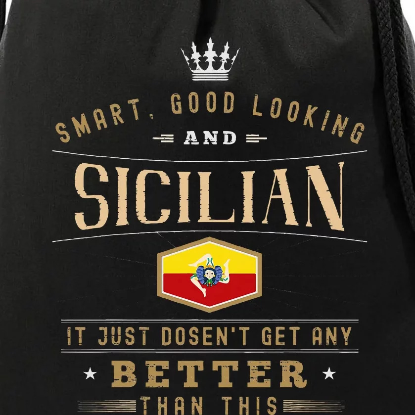 Sicily Flag Souvenirs For Sicilians Drawstring Bag