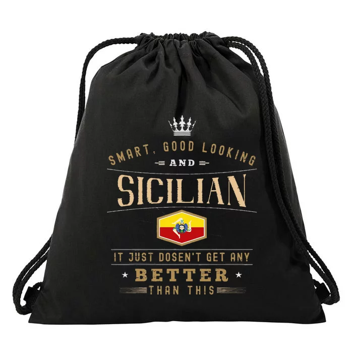 Sicily Flag Souvenirs For Sicilians Drawstring Bag