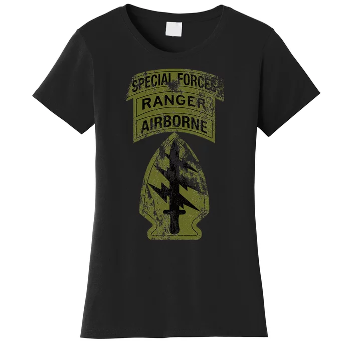 Special Forces Sf Ranger Tab Od Green Vintage Women's T-Shirt