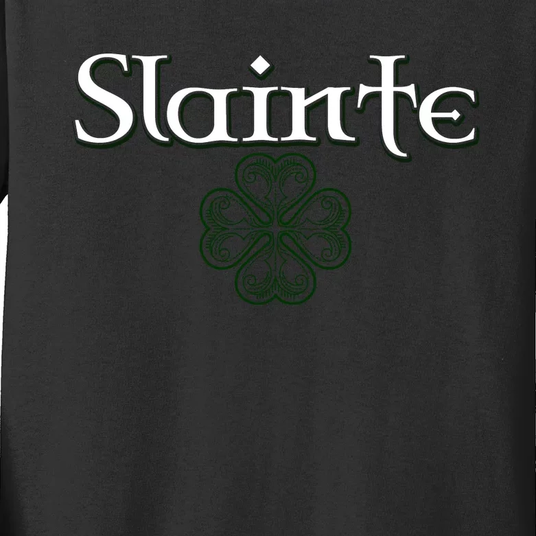 Slainte Funny St Patricks Day Drinking Kids Long Sleeve Shirt