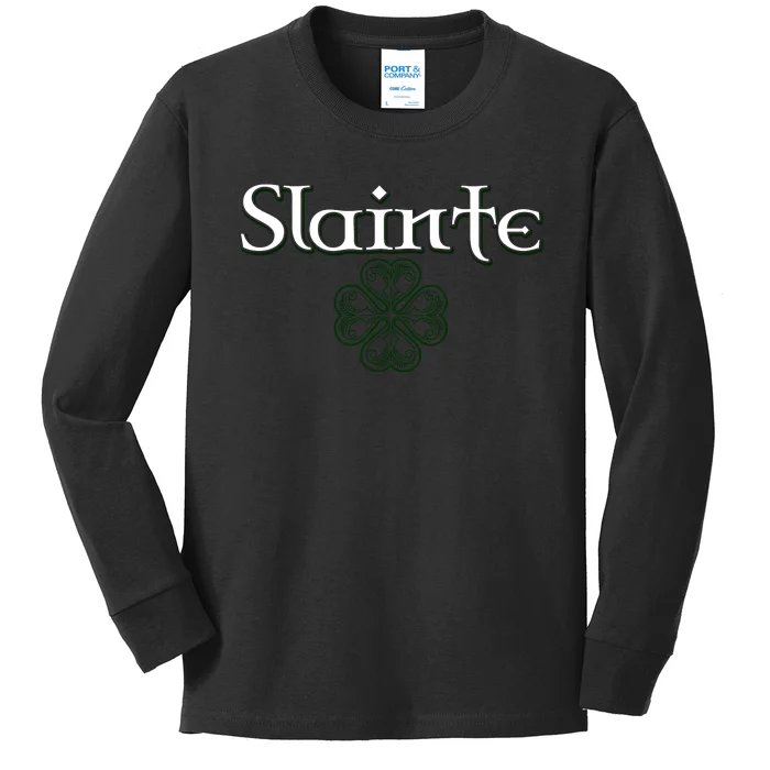 Slainte Funny St Patricks Day Drinking Kids Long Sleeve Shirt