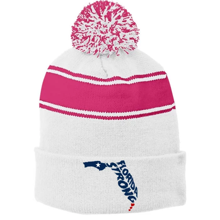 Support Florida Stay Western Strong Florida S.T.A.T.E Stripe Pom Pom Beanie