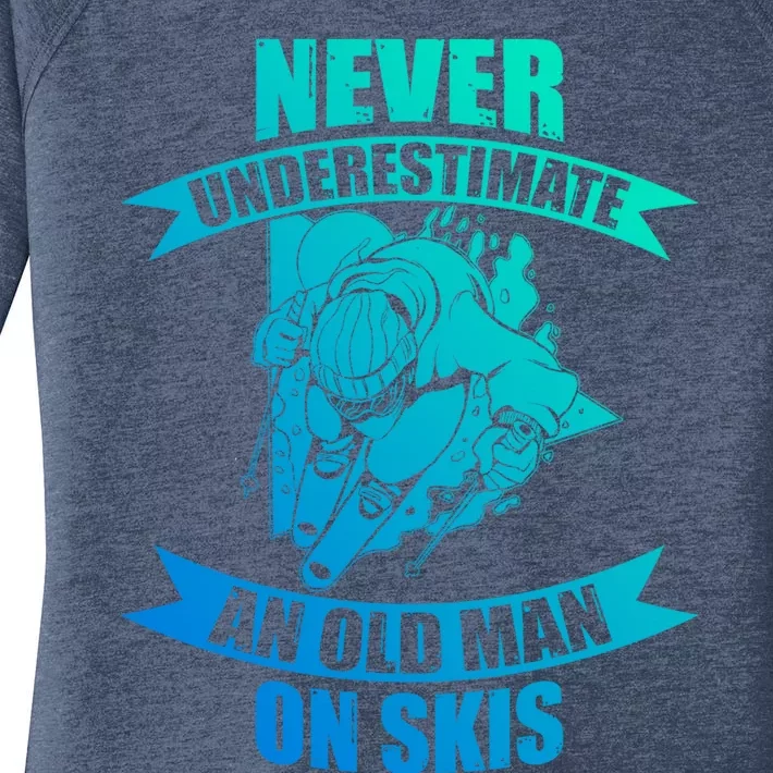 Skiing Funny Skier Never Underestimate An Old On Skis Cool Gift Women's Perfect Tri Tunic Long Sleeve Shirt