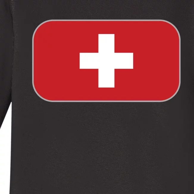 Switzerland Flag Soccer Team World Cup 2022 Swiss Flag Baby Long Sleeve Bodysuit