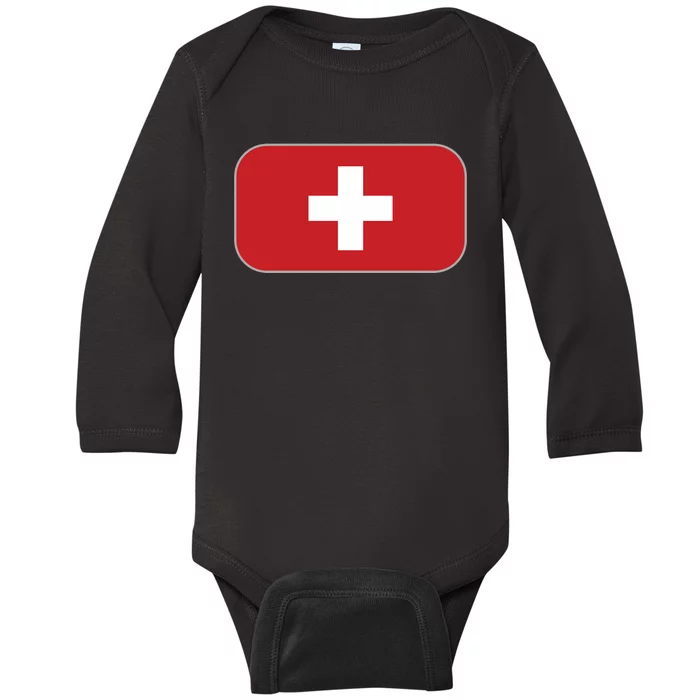 Switzerland Flag Soccer Team World Cup 2022 Swiss Flag Baby Long Sleeve Bodysuit