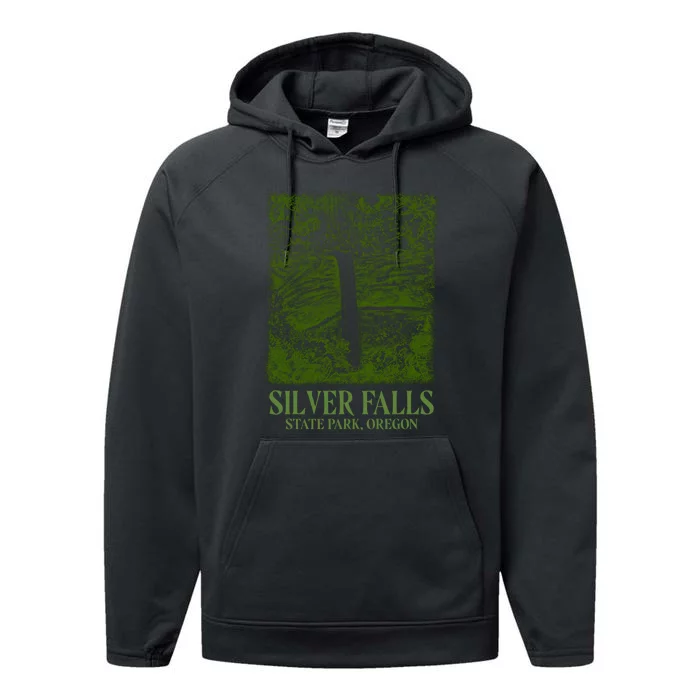 Silver Falls State Park Oregon Performance Fleece Hoodie