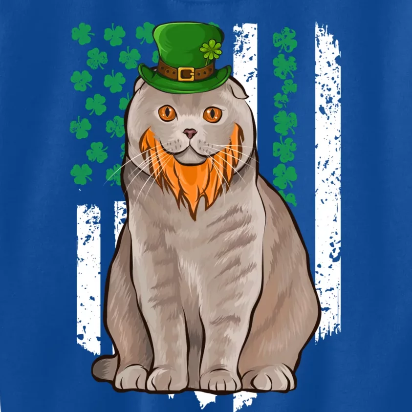 Scottish Fold St Patricks Day Irish American Flag Gift Kids Sweatshirt