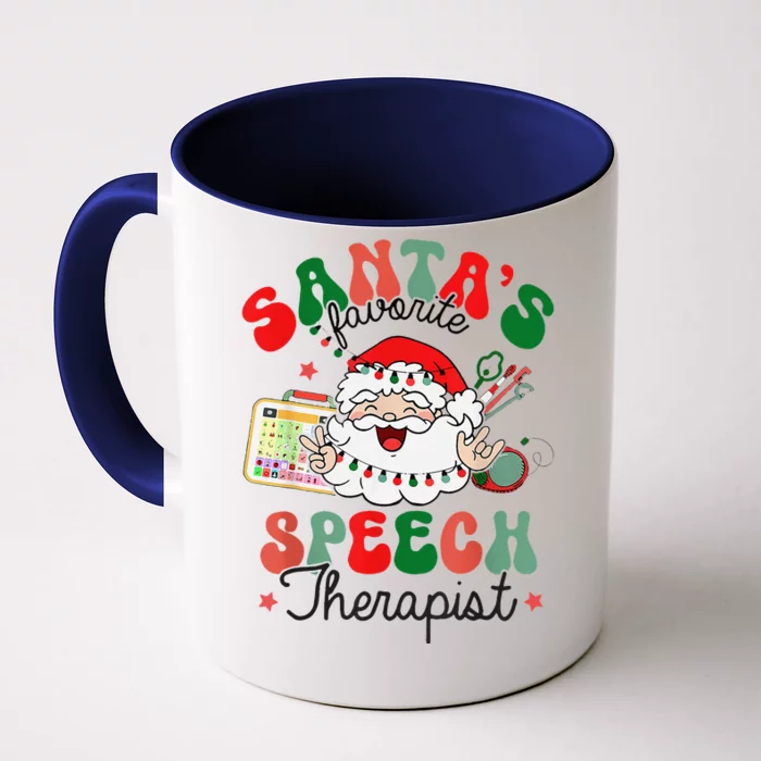 SantaS Favorite Speech Therapist Christmas Therapy Front & Back Coffee Mug