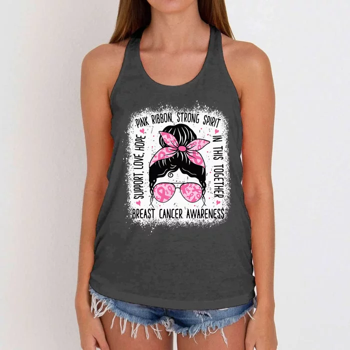 Support Fighter Survivor Warrior Breast Cancer Awareness Women's Knotted Racerback Tank