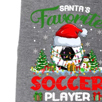 Santas Favorite Soccer Player Xmas Lights Christmas Pajama Cute Gift Doggie 3-End Fleece Hoodie