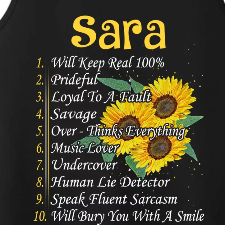 Sara Facts Sunflower Gift Sara First Name Gift Performance Tank