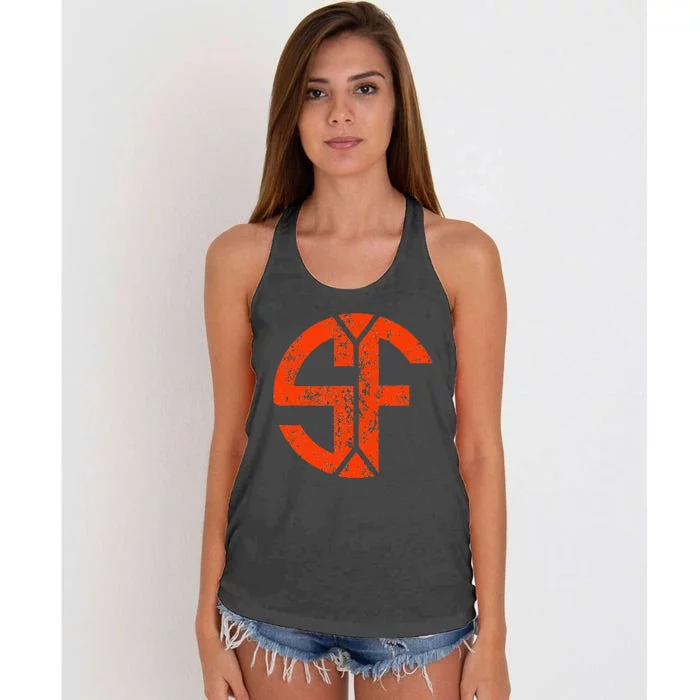 San Francisco Sf Home Monogram Game Day Giant Women's Knotted Racerback Tank