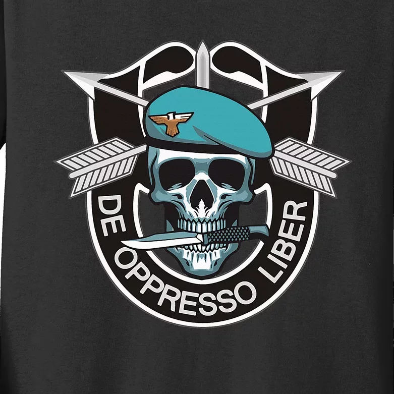 Special Forces Skull De Oppresso Liber Kids Long Sleeve Shirt