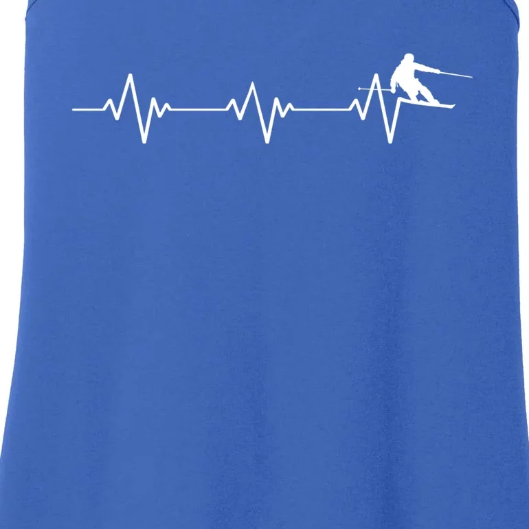 Skiing Funny Ski Lover Heartbeat And Outdoor Cool Gift Ladies Essential Tank