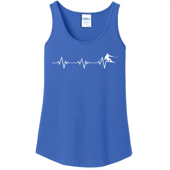 Skiing Funny Ski Lover Heartbeat And Outdoor Cool Gift Ladies Essential Tank