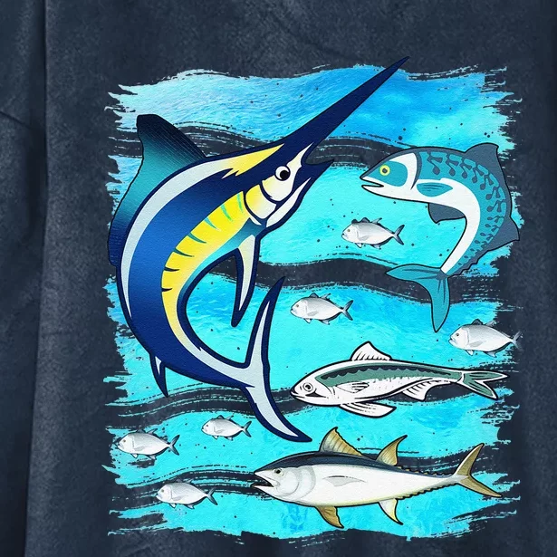 Saltwater Fish Swordfish Mahi Tuna Kingfing Atlantic Ocean Hooded Wearable Blanket