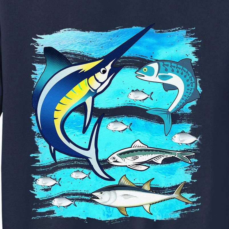 Saltwater Fish Swordfish Mahi Tuna Kingfing Atlantic Ocean Tall Sweatshirt